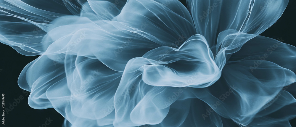 Poster elegant abstract petal patterns creating a whimsical floral design on dark background