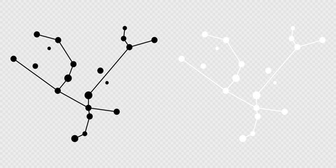 Andromeda constellation map set. Vector illustration.