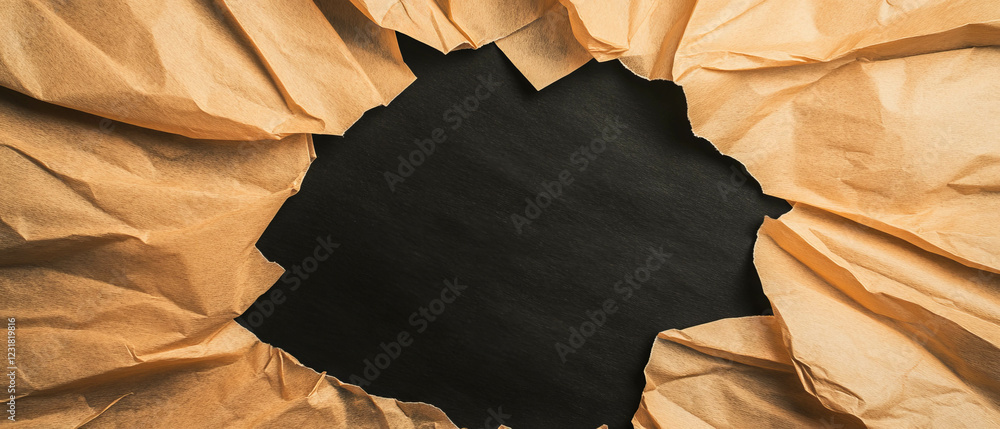 Poster creative abstract texture featuring crumpled paper against a dark background for artistic expression