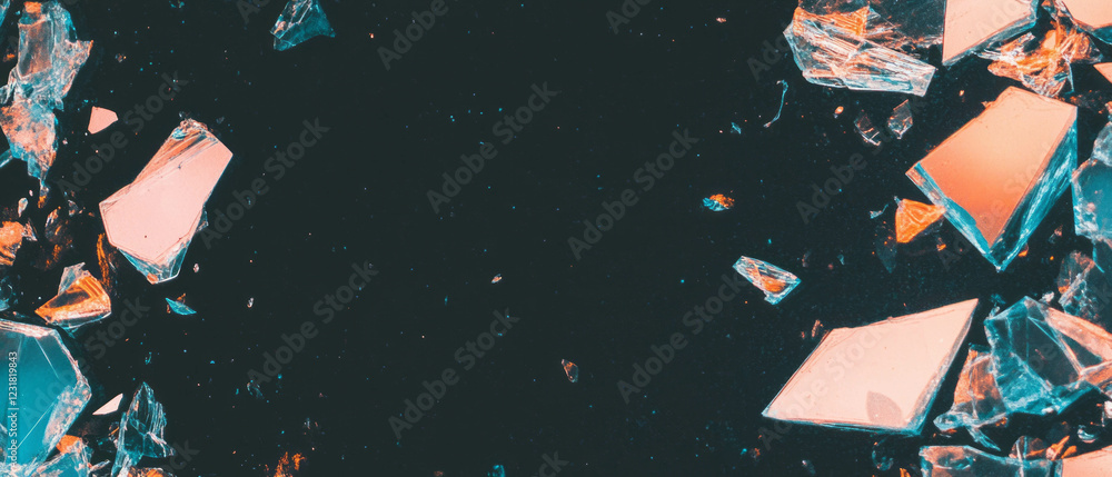 Poster modern textures of abstract broken glass creating a striking overlay on dark backdrop