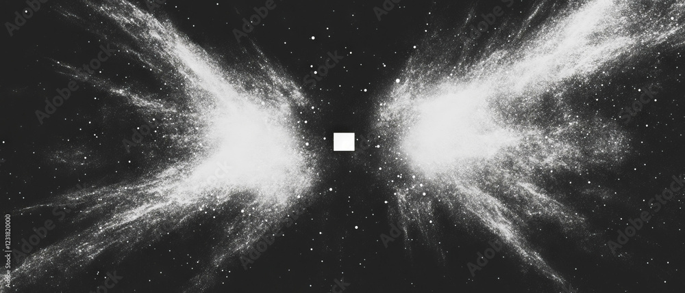 Poster dynamic textures of abstract shapes and dust particles above a black background