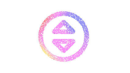 Icon sort circle is made up of LED square shapes. There are bright diodes and there are black dead diodes