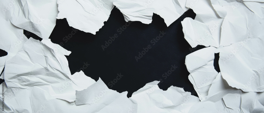 Poster creative abstract design with shapes and textured paper on a dark background