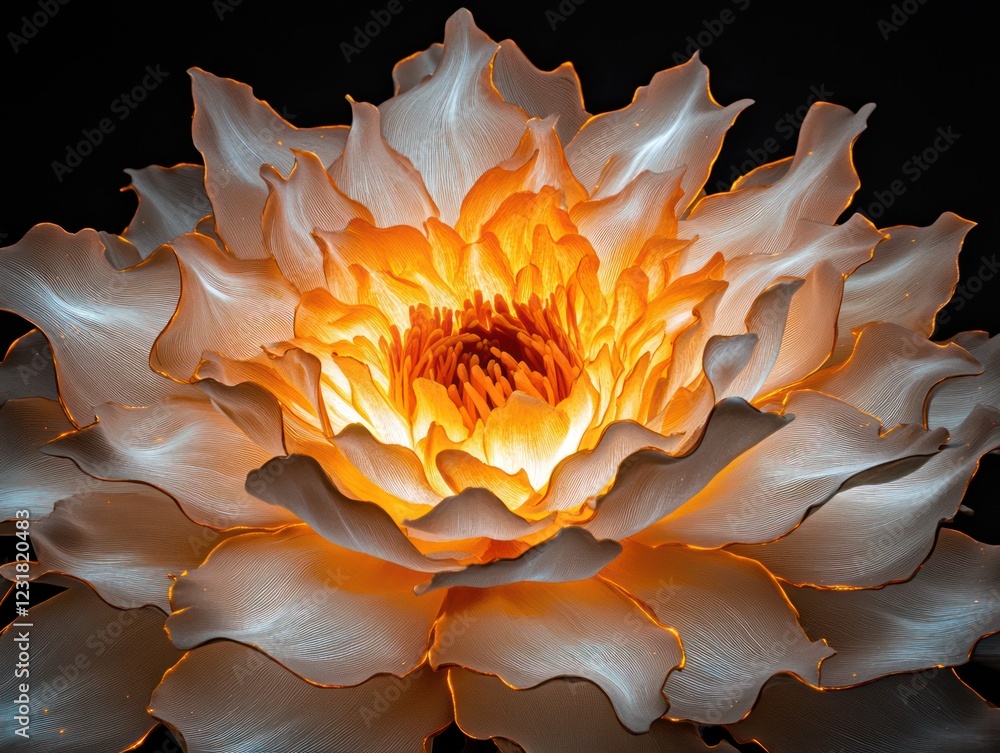 Poster a stunning glow emanates from a magnificent miracle flower with delicate layers, ideal for adding a 