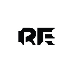 Fototapeta premium RE monogram logo design letter text name symbol monochrome logotype alphabet character simple logo