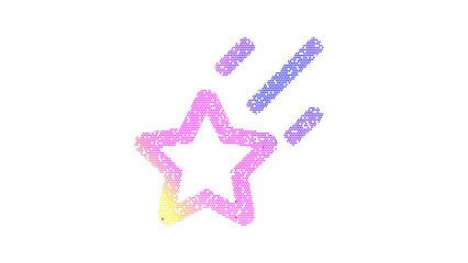 Obraz premium Icon star shooting is made up of LED square shapes. There are bright diodes and there are black dead diodes