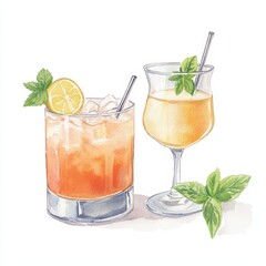 Refreshing summer cocktails home bar drink illustration relaxing atmosphere artistic perspective beverage inspiration