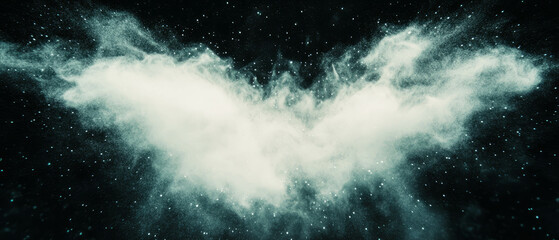 Obraz premium Dynamic angular dust texture creating sharp patterns against a black backdrop