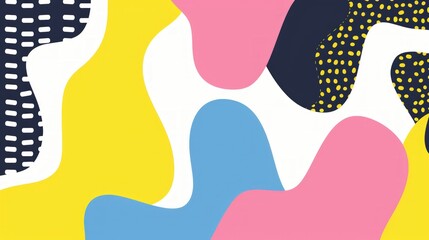 Abstract Colorful Shapes Background Design, Modern Artistic  Fluid Wallpaper, Vibrant Yellow Pink Blue, Geometric Pattern Texture