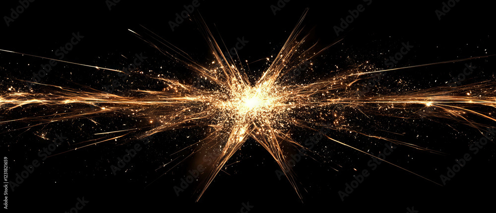 Poster dynamic triangular spark texture enhances modern design against black background