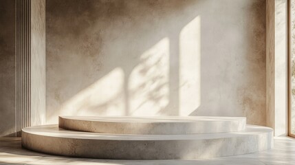 Close-up of a minimalist podium with simple lines and smooth textures, perfect for a modern product display 