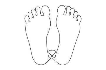Obraz premium Continuous one-line drawing of isolated outline vector illustration art for the foot sole