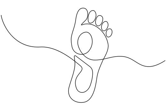 Continuous one-line drawing of isolated outline vector illustration art for the foot sole