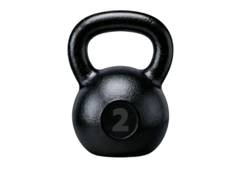 Black kettlebell with a handle 2K isolated on transparent or white background