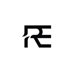 RE monogram logo design letter text name symbol monochrome logotype alphabet character simple logo