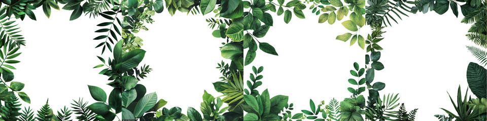 Fototapeta premium Idyllic Tropical Foliage Backdrop with Lush Botanical Leaves and Greenery Beautiful nature pattern and texture with green plants jungle vegetation and summer forest canopy