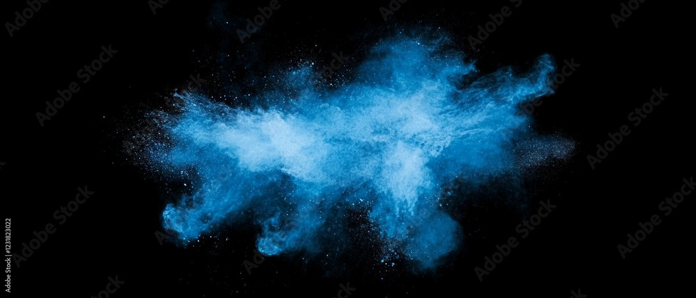 Poster dynamic blue layered watercolor textures on a dark backdrop enhance visual depth
