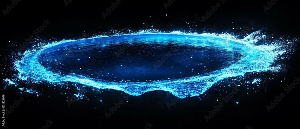 Poster blue light reflection creating a textured surface with a soft shine on a dark background