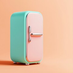 Pastel Pink and Mint Green Retro Refrigerator Minimalist Design Modern Kitchen Appliance