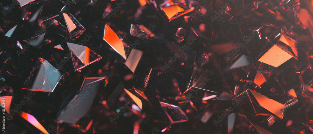 Aufkleber overlay texture of broken glass shards on black background suitable for graphic design projects