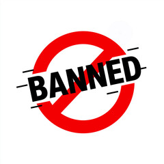 Fototapeta premium Banned, sign and symbol with restriction for prohibition, forbidden and warning. Circle, red and graphic for no, stop and caution
