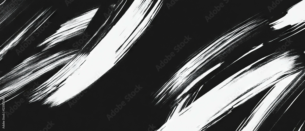 Poster dynamic brushstroke texture creates energy on a black background with angled strokes