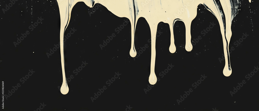 Poster brushstrokes with dripping paint effect on a dynamic black background creating vivid movement