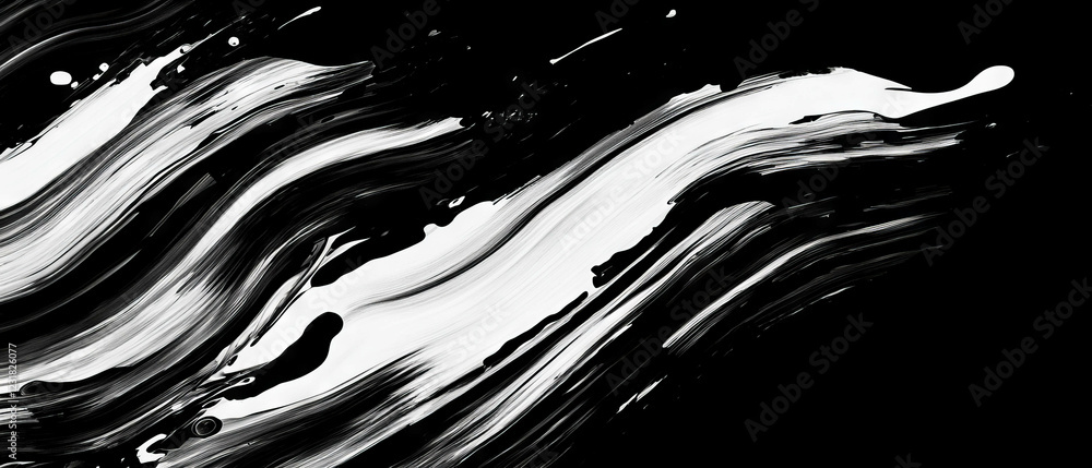 Aufkleber dynamic brushstrokes with fluid texture on a black background create a striking contrast