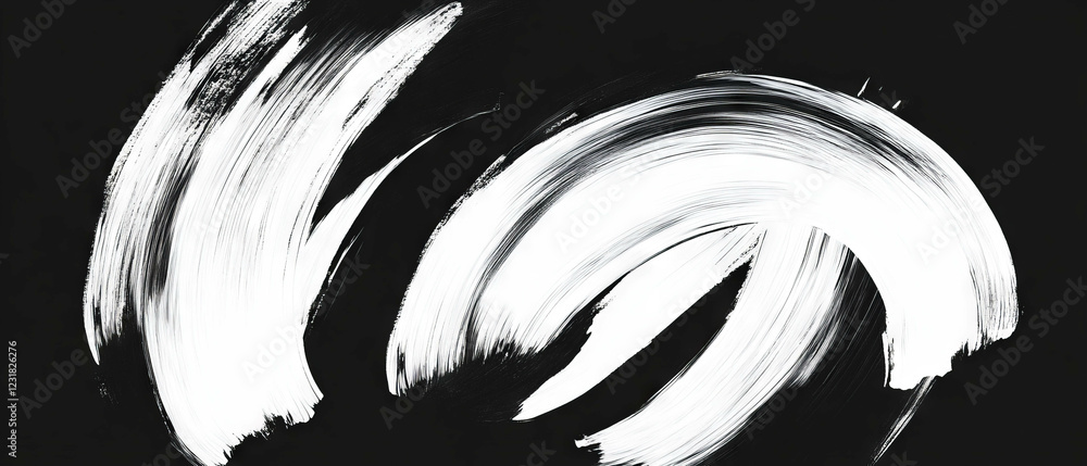 Poster dynamic brushstroke texture with fan brush effect on a deep black background