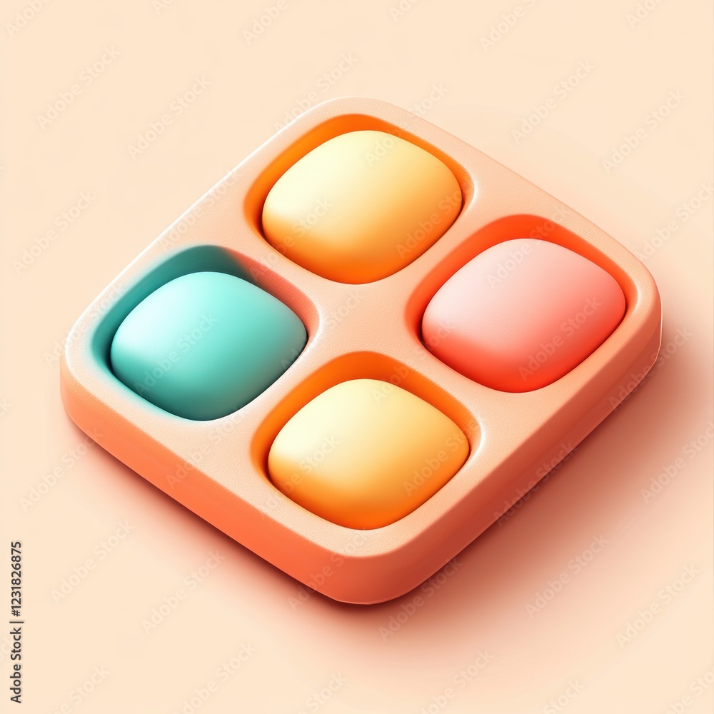 Aufkleber Pastel Colored Spheres in Orange Tray Abstract Background Design Element Minimalist 3D Render