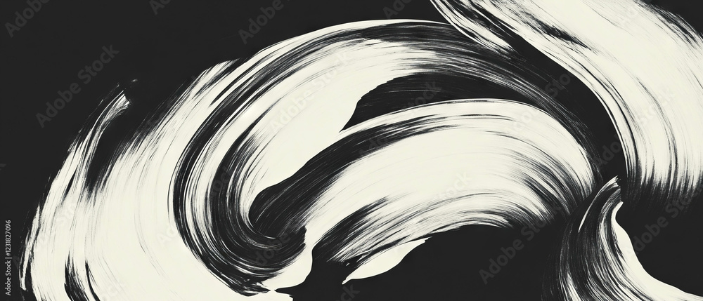 Poster brushstroke texture overlay with smooth strokes on a black background