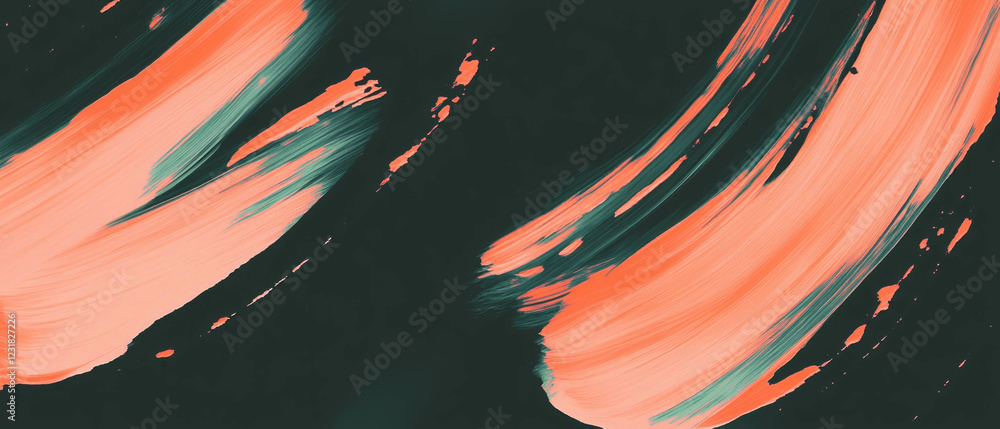 Poster dynamic brushstrokes create a visually striking texture against a deep black background