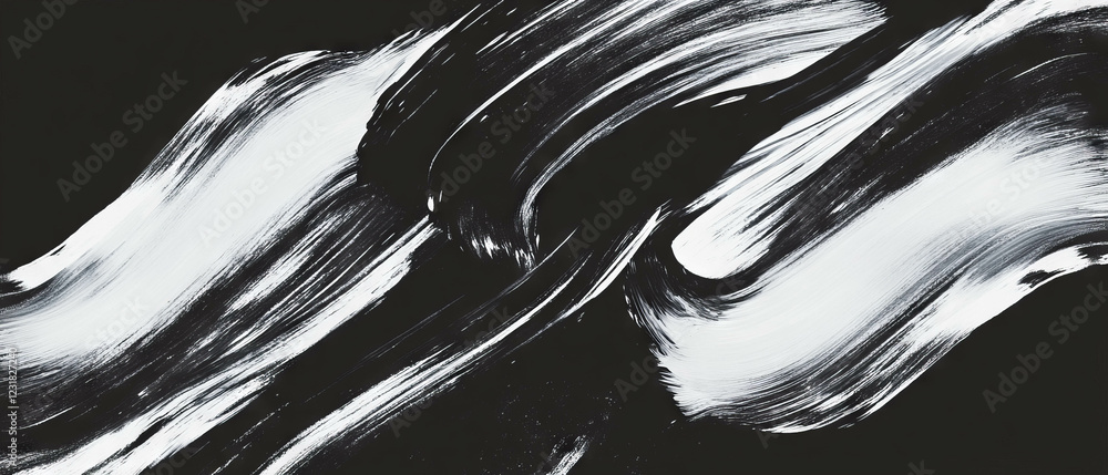 Aufkleber vivid brushstrokes interweave on a black surface, creating a smooth and dynamic artistic texture