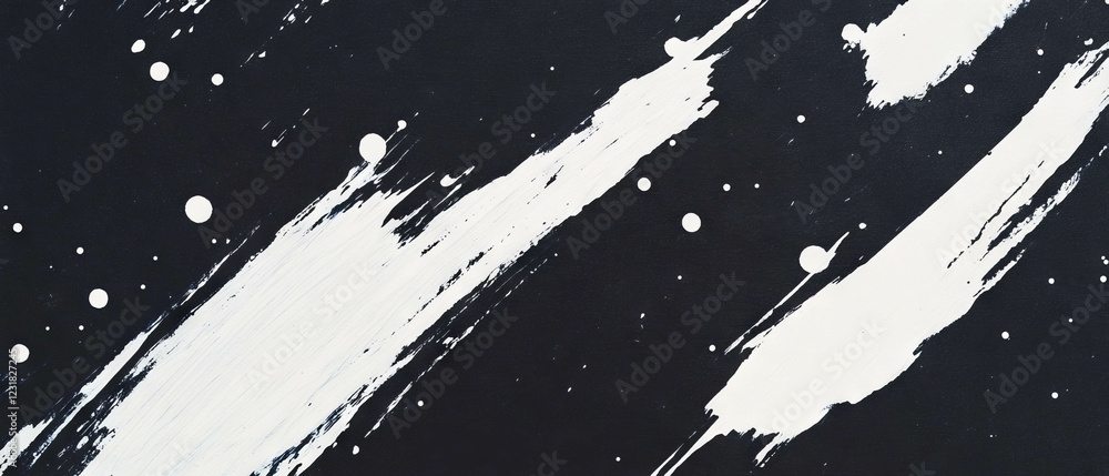 Poster brushstrokes overlay texture with splatter effect on a black background for artistic visuals