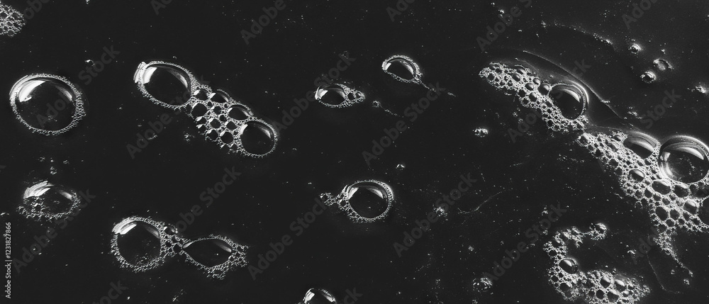 Poster bubbles create a captivating overlay texture against a textured black background