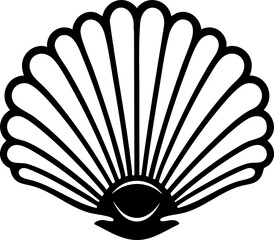 Simple black and white seashell icon illustration vector. 