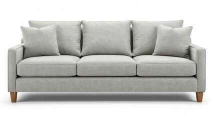 Obraz premium Cozy gray sofa, perfect for a modern living room on white background