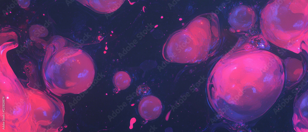 Poster dynamic bubble overlay texture with vibrant colors on a dark background