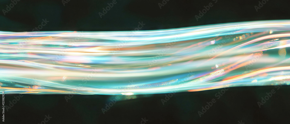 Poster dynamic light trails and bubbles create mesmerizing effects on a dark background