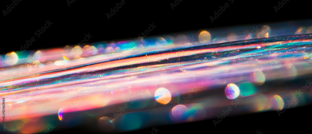 Aufkleber vibrant bubbles create a prismatic overlay texture with a rainbow spectrum on a black background