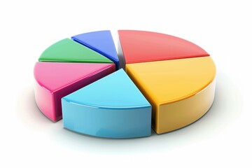 Obraz premium Vibrant pie chart displays various segments representing market share, business performance, or financial data analysis
