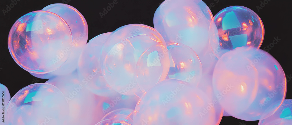 Poster swirling bubble textures create vibrant abstract patterns against a dark backdrop