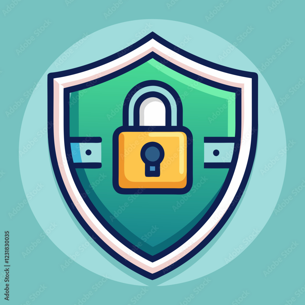 Poster the visual shows a protective shield with a padlock symbol, emphasizing the importance of secure int