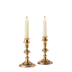 Shabbat candles isolated on transparent background.