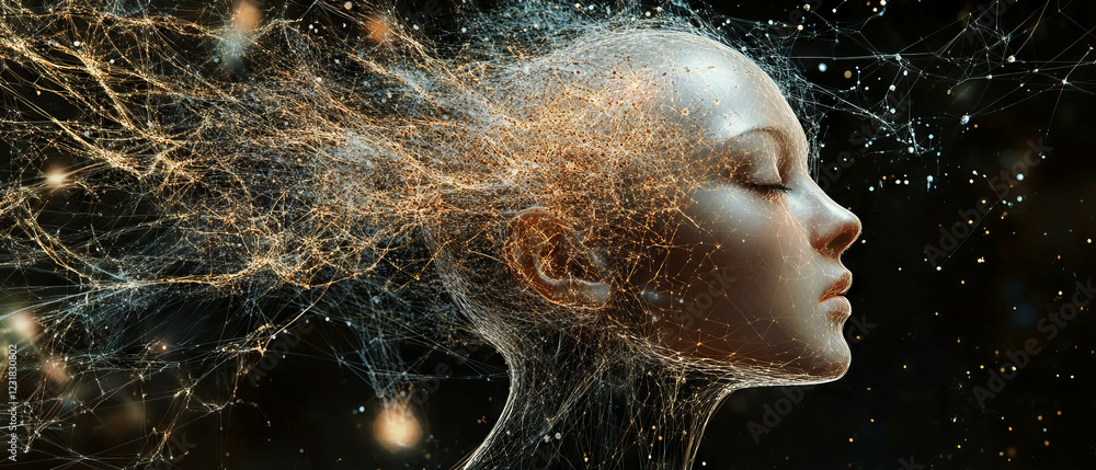 Poster complex cybernetic patterns illuminate the mind with intricate network visuals