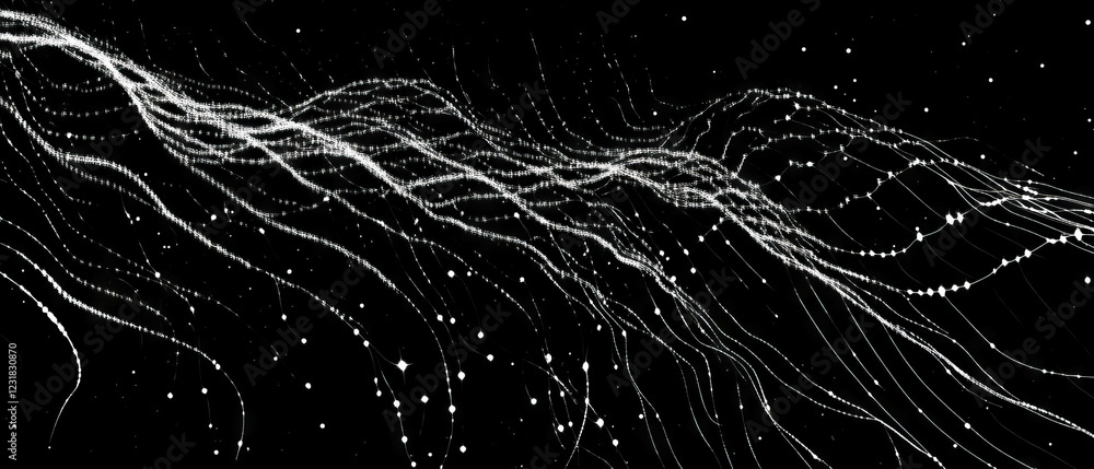 Aufkleber explore intricate cybernetic patterns and spark connections on a dark backdrop