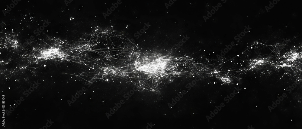 Poster complex cybernetic patterns and connections displayed on a dark background