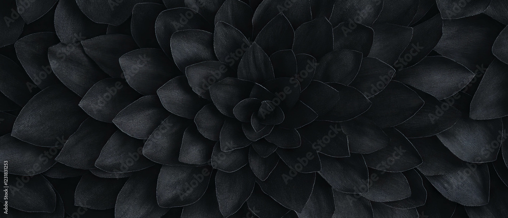 Poster concentric circular petal patterns creating a floral design against a black backdrop
