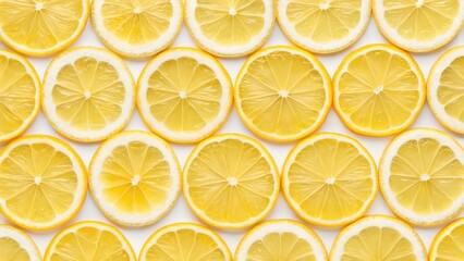 Top View of a Lemon Slice Pattern on a White Background