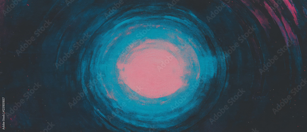Aufkleber concentric circles of watercolor patterns create a vibrant overlay on black background